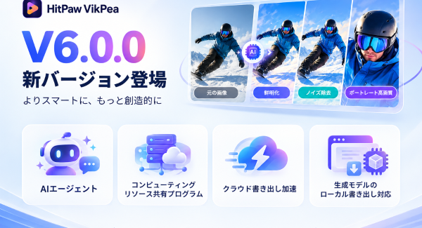 HitPaw VikPea V6.0.0リリース！動画高画質化を自動化できるAIエージェントが実装